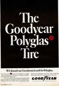 1969 Vintage Print Ad If it doesn't say The Goodyear Tire, it can't be Polyglas - Picture 1 of 2