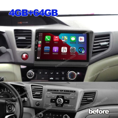 For 2012-2015 Honda Civic Apple Carplay Android 13.0 Car Stereo Radio 4G+64G GPS - Image 1 of 4