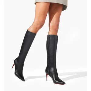 Christian Louboutin Kate Botta 85mm Leather Knee High Boots in Black Size 39.5 - Picture 1 of 20
