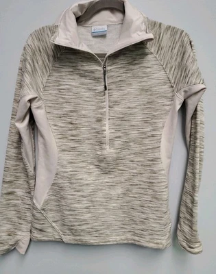 Columbia Mujer 1/2 Cremallera Manga Larga Pullover Chaqueta Tostado/Beige Suéter Pequeño Foto 1 de 4