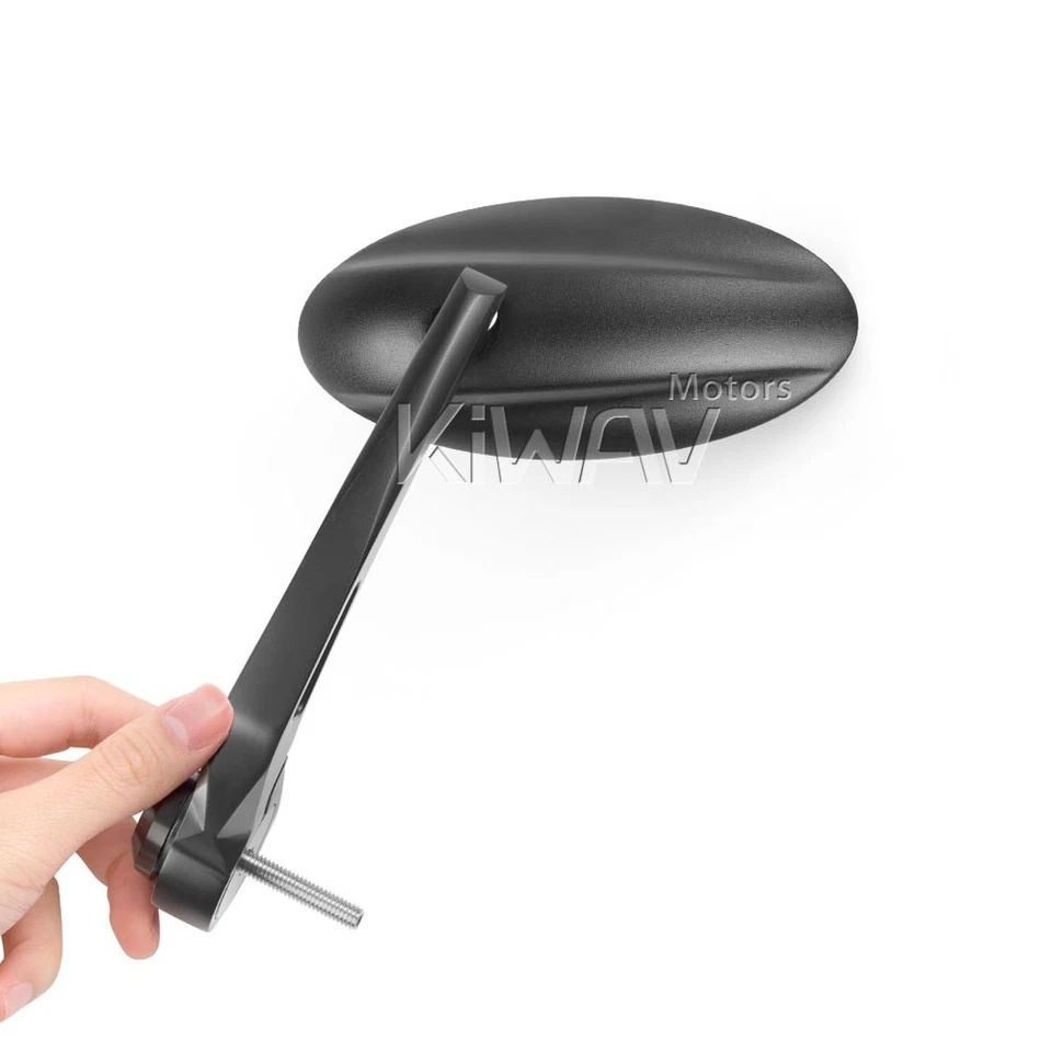 Bar end mirror black sandblast oval shape M6 bolt-on screw mounts fits Vespa - Imagem 1 de 4