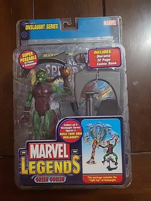 Marvel Legends Onslaught Series Green Goblin Figure with Comic Book 2006 Toy Biz - Image 1 of 4
