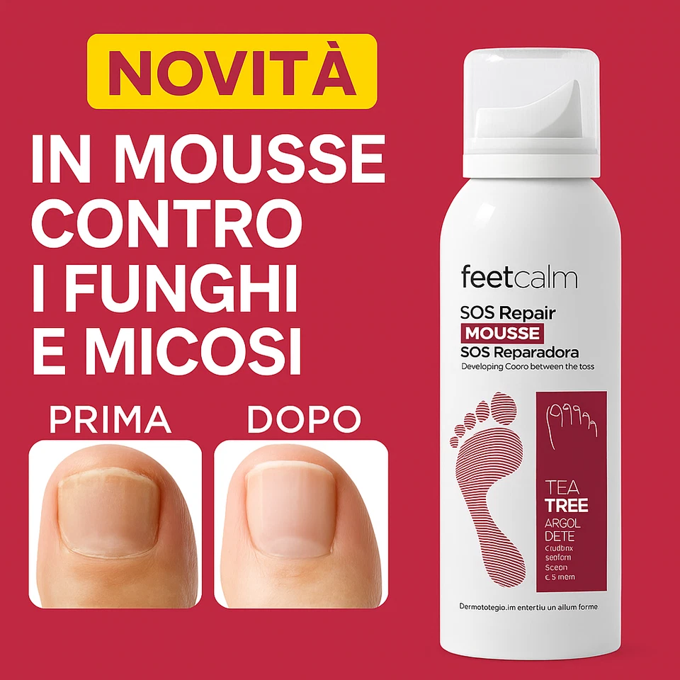 FEETCALM crema in mousse MICOSI FUNGHI UNGHIE alto assorbimento TEA TREE UREA - Immagine 1 di 1