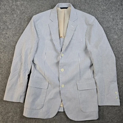 Brooks Brothers Blazer Mens 38S Short White Striped Seersucker Regent Fit Jacket - Image 1 of 4