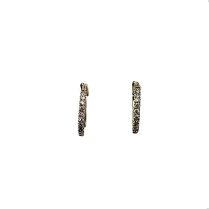 14 Karat Yellow Gold Small Diamond Hoop Earrings #21926 - Picture 1 of 7