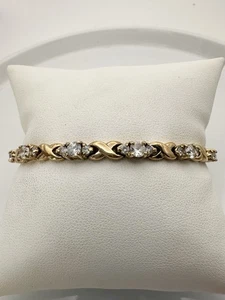 Vintage Roman Tennis Bracelet Gold-tone and Rhinestones 7.5” - Picture 1 of 6