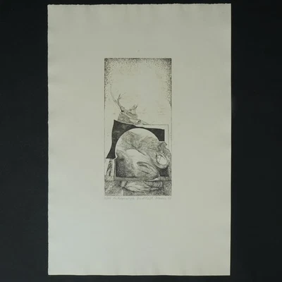 Hallveig Tettenborn ANTHROPOMORPHE LANDSCHAFT Radierung 1967 P.RÖ - Bild 1 von 3