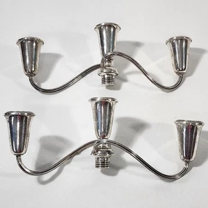 Pair Newport Gorham Sterling Silver Weighted 3 Light Candelabra Branches #6 - Picture 1 of 13