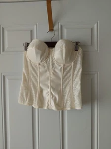 "NO STRAPS" Dominique Women's Longline Corset Ivory Color Bustier Bra, SZ 36C - Picture 1 of 8