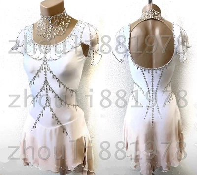 New  Ice Figure Skating Dress Figure Skating Dress For Competition white dyeing - Image 1 of 4