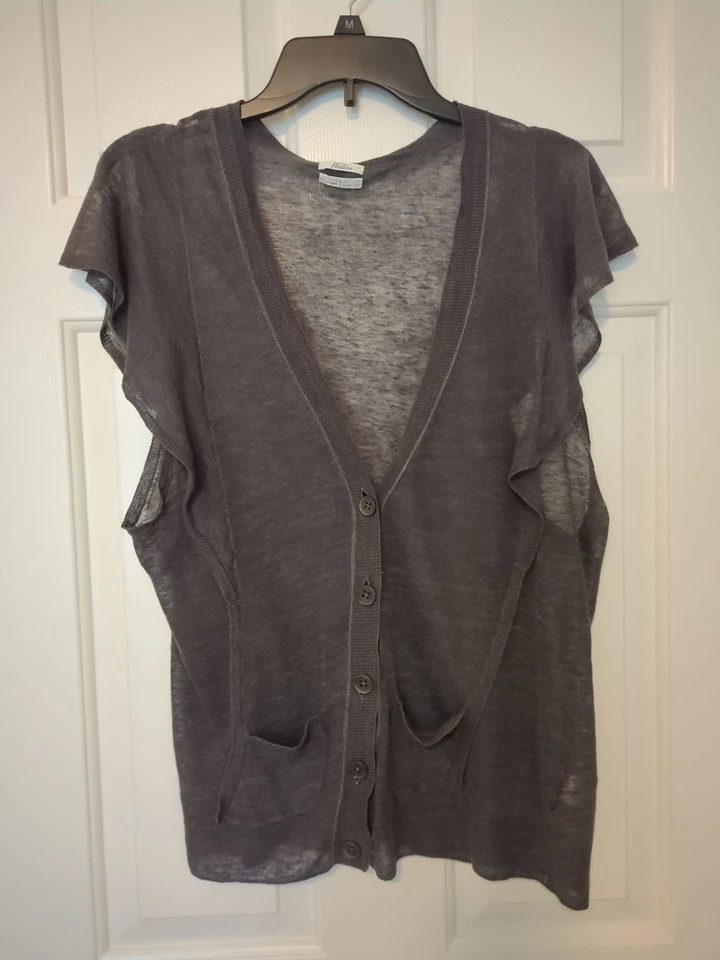 Cárdigan Suéter Chaleco Madewell Wallace Susurro con Volantes Tejido Manga Corta Talla L Foto 1 de 4