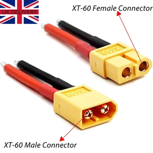 XT60 Plug Female & Male Connector with 12AWG Silicone Wire for RC Lipo Battery - Picture 1 of 5