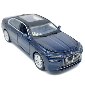 1:32 BMW i7 EV Model Car Metal Diecast Toy Vehicle 2 Doors Open Pull Back Blue - Picture 1 of 12