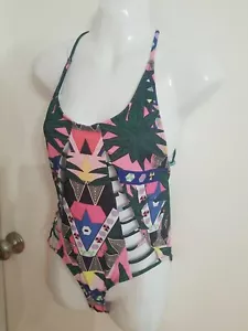 Funky Pattern One Piece Cutout Swimsuit Women's Size M - Picture 1 of 6