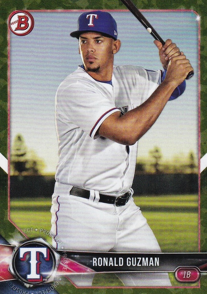 2018 BOWMAN CAMO PARALLELS RC RONALD GUZMAN TEXAS RANGERS PROSPECTS - P1476 - Image 1 of 2
