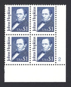 US 2194e Plate Block, $1 Hopkins, Mint NH, CV $14.00 - Picture 1 of 2