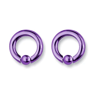 Pair of Titanium Captives 6 Gauge 7/16" Dia Blue/Purple - Picture 1 of 1