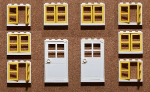 LEGO windows and doors for house (pack of 10) 1x4x3 SLIM white yellow BRAND NEW - Picture 1 of 5