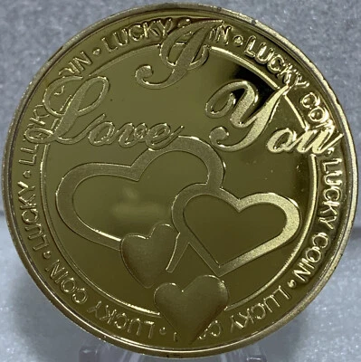 * “I Love You Lucky Coin” Un deseo para corazones románticos Navidad o San Valentín Foto 1 de 4