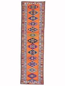 Boho Chic Turkish Tribal Narrow Runner 2.6x11.1 ft Handwoven Oushak Colorful Rug - Picture 1 of 12