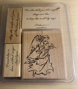 Stampin' Up! Timbri "ON ANGELS WINGS" montati su gomma vintage - Foto 1 di 16