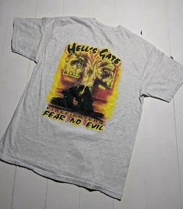 Vintage 1994 Firefighters Fear No Evil Hells Gate Graphic Tee LG USA 90's Hanes - Picture 1 of 10