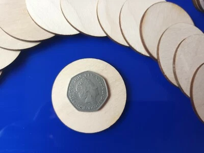 5cm CIRCLES PLY Craft Shapes Wood DIY Decoration Disc Plaque with/out hole - Image 1 of 4