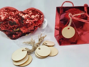 Paquete de 24 etiquetas de madera recortadas en forma de círculo 24 piezas etiquetas de bolsas de regalo  - Imagen 1 de 12