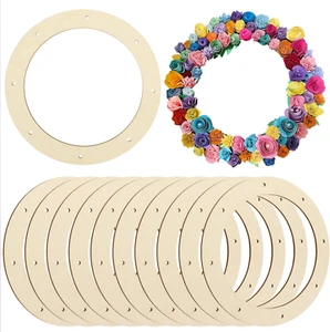 12 PCS 12 Inch Wooden Wreath Rings with Pre-Cut Holes for Crafting - Picture 1 of 12