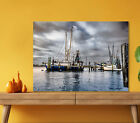 Fishing Trawlers Port 5mm thick Plastic Poster Ready to Hang 60x45cm