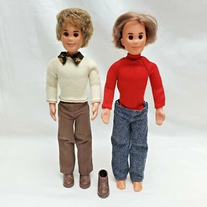 Vintage 1973 Mattel Sunshine Family LOT of 2 Steve Dad Doll Brown Hair Jointed - Picture 1 of 12