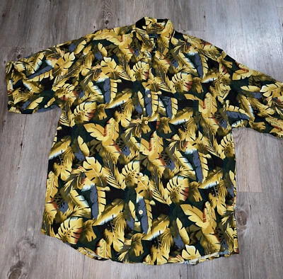 Camisa Hawaiana De Colección Marca Guess Planta Hojas de Plátano Para Hombre Talla XL Campamento Foto 1 de 4