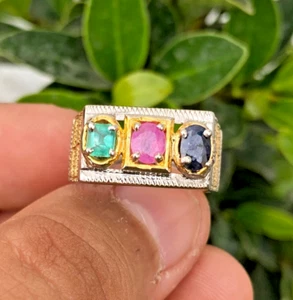 Multi Stones, Emerald Stone, Ruby Stone, Sapphire Stone, Beautiful Ring, Band - Picture 1 of 6
