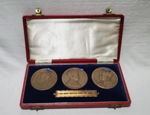 1936 Great Britain “Year of the Three Kings” Bronze Medal Set w/ Case - Picture 1 of 22