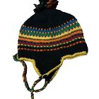 Nepal Hand Made Knit Sherpa Hat Ear Flaps Trapper Ski Heavy Wool Fleece Cap