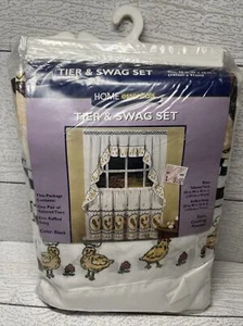 Home Essentials Tier Valance Set Style Cooking Rooster Farm Country VTG 58x36" - Picture 1 of 6