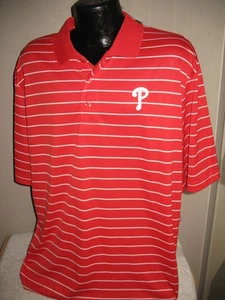 MLB Philadelphia Phillies Baseball Coach's Golf Polo Shirt Mens Nwt Pinstripes - Picture 1 of 1
