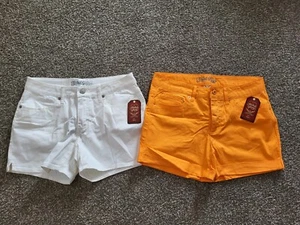 Faded Glory Juniors Shorts * 2 pair White & Orange * Size 12 * NEW - Picture 1 of 2