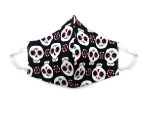 Fabric Face Mask Cotton Reusable Washable Kid Teen Small USA Cartoon Sugar Skull - Picture 1 of 2