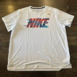 NIKE PRO Dri-Fit Size 2XL Training T-Shirt Top Jersey White DM1102-100Nwt - Picture 1 of 4