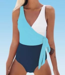 Cupshe Women's One-Piece Swimsuit Wrap Colorblock Bathing Suit Size Small New - Picture 1 of 9