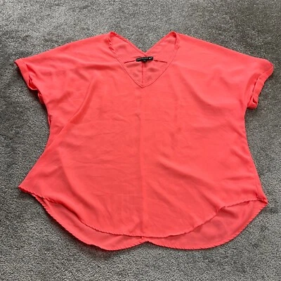 Blusa Living Doll Mujer XL Naranja Sólida Cuello en V Manga Corta Gasa Informal Top Foto 1 de 4