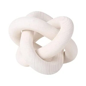Wood Knot Chain Link Decor - 3 Link Boho Wooden Hand Carved Decorative White - Picture 1 of 7