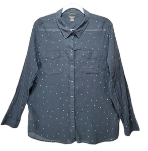 Eddie Bauer Shirt Womens 2XL Button Tree Print Outdoor Gorpcore Hiking Blue - Imagen 1 de 18