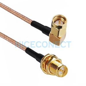 Lote de cable coleta RG316 enchufe macho SMA ángulo recto RA a RP-SMA hembra (pin de enchufe) - Imagen 1 de 3