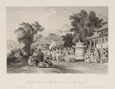 BRADSHAW (19.Jhd) nach ALLOM (*1804), Asiatische Hochzeitsprozession, Sst. - Bild 1 von 4
