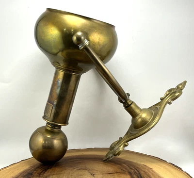 Brass Kerosene Ship Lamp 1800s C Gray Chandlers BASE ONLY Gimbaled Scotland - Image 1 of 4