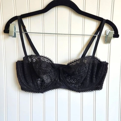 VICTORIA'S SECRET Black Lace Sexy Romantic Feminine Balconette Bra 34DD - Image 1 of 4