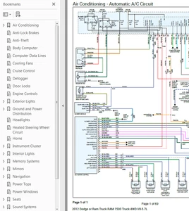 Dodge RAM 1500 2012 Color Wiring Diagram Schematic V8 5.7L 4WD pdf - Picture 1 of 1