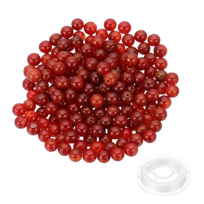 6mm Natural Stone Beads, 200Pcs Round Natural Gemstone, Bright Red - Image 1 of 4